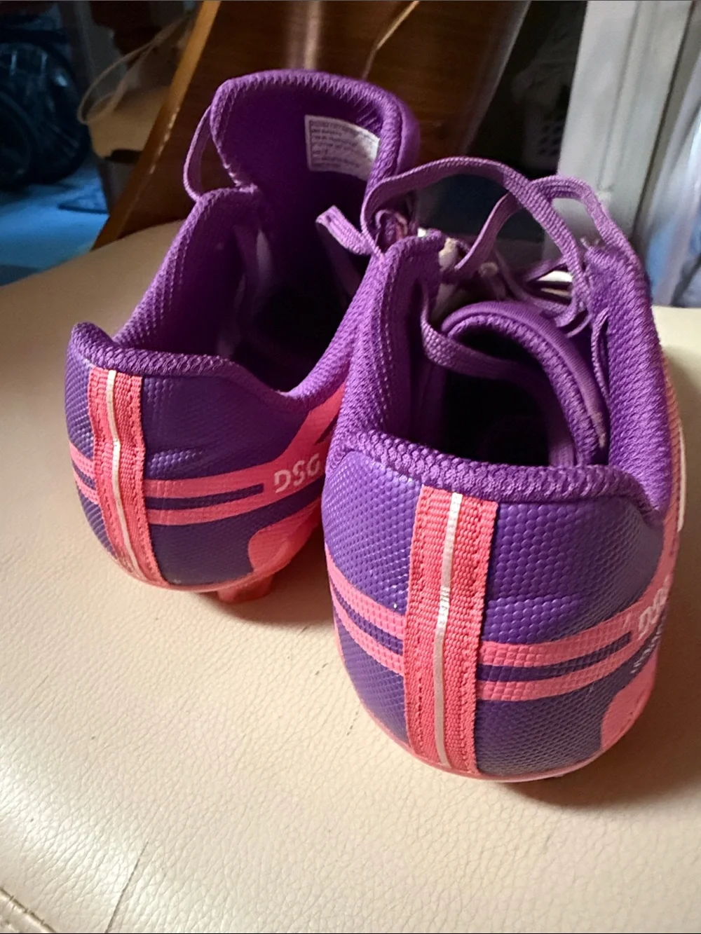 DSG White Pink Purple Kids Soccer Cleats